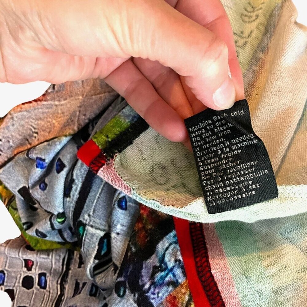 Ubu Size L Tunic Long Sleeve Landscape City Collared Multicolor Bamboo - Picture 11 of 11